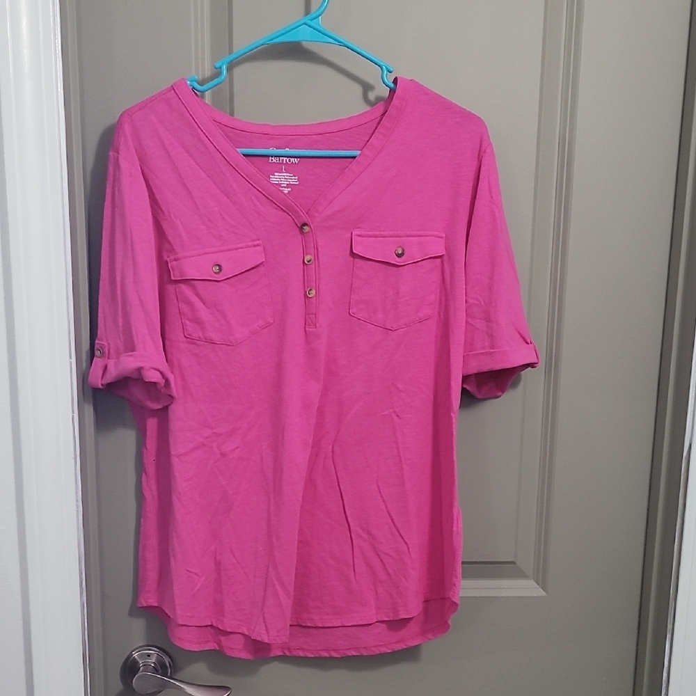 Croft & Barrow Pink Buttoned Polo Blouse